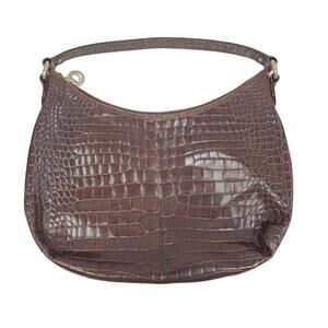 Oscar by Oscar de la Renta Vintage Brown Embossed Leather Shoulder Bag